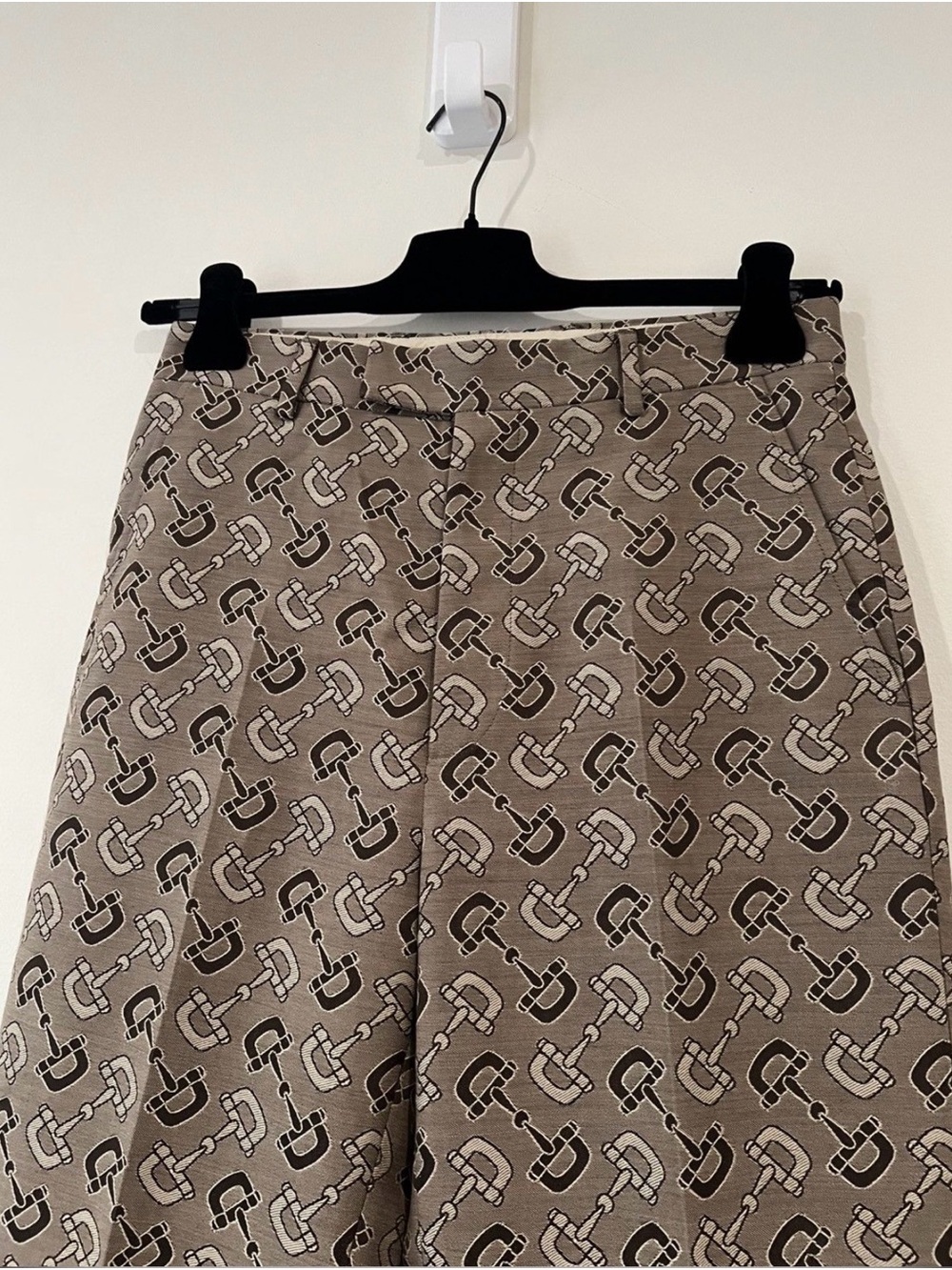 Gucci Taupe Brown Monogram Pattern Men's Dress Pants - Picture 3 of 8